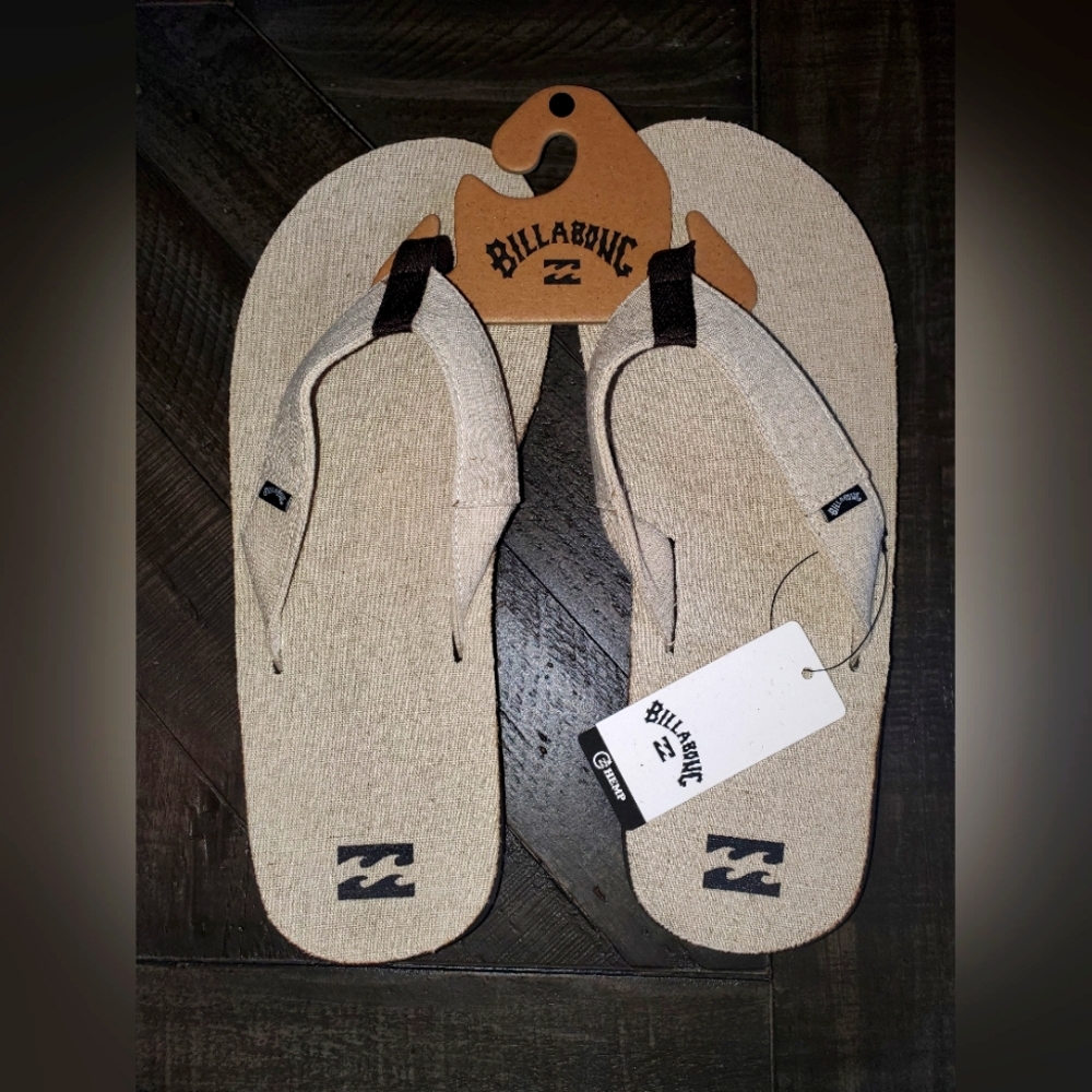 Billabong Overhead Hemp Flip Flop Size 13 Sandals Natural MSRP $36 Beige Tan